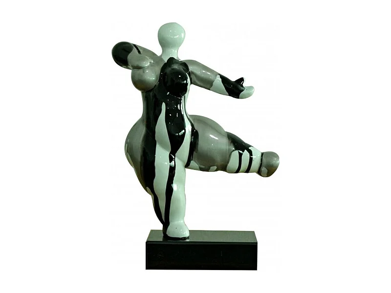 Statue femme dansant avec coulures gris / noir H33 cm - LADY DRIPS 02