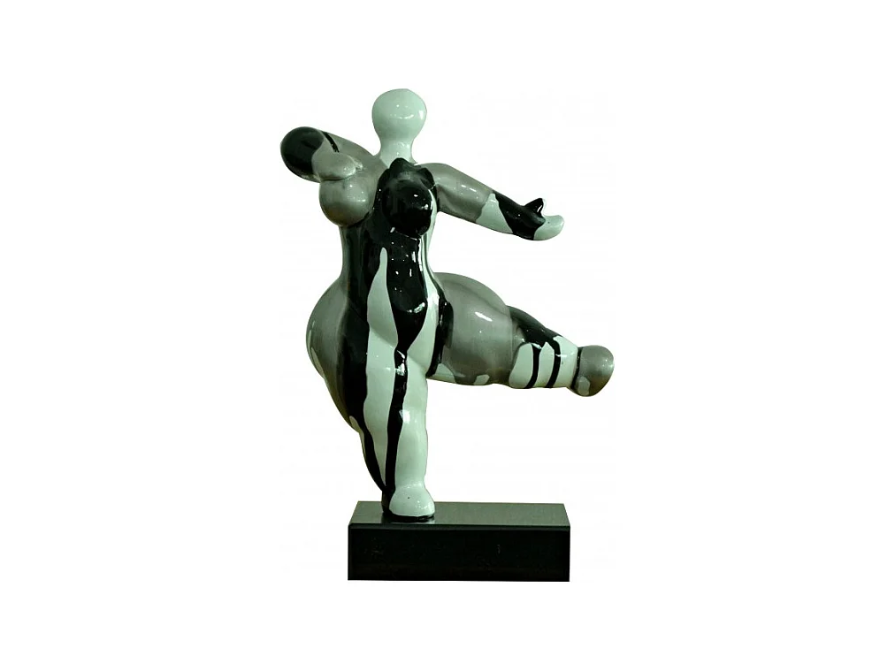 Statue femme dansant avec coulures gris / noir H33 cm - LADY DRIPS 02
