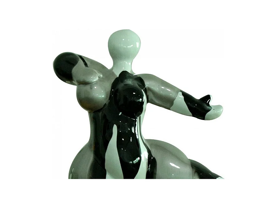 Statue femme dansant avec coulures gris / noir H33 cm - LADY DRIPS 02
