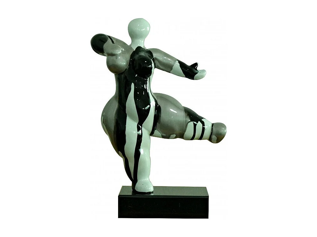 Statue femme dansant avec coulures gris / noir H33 cm - LADY DRIPS 02