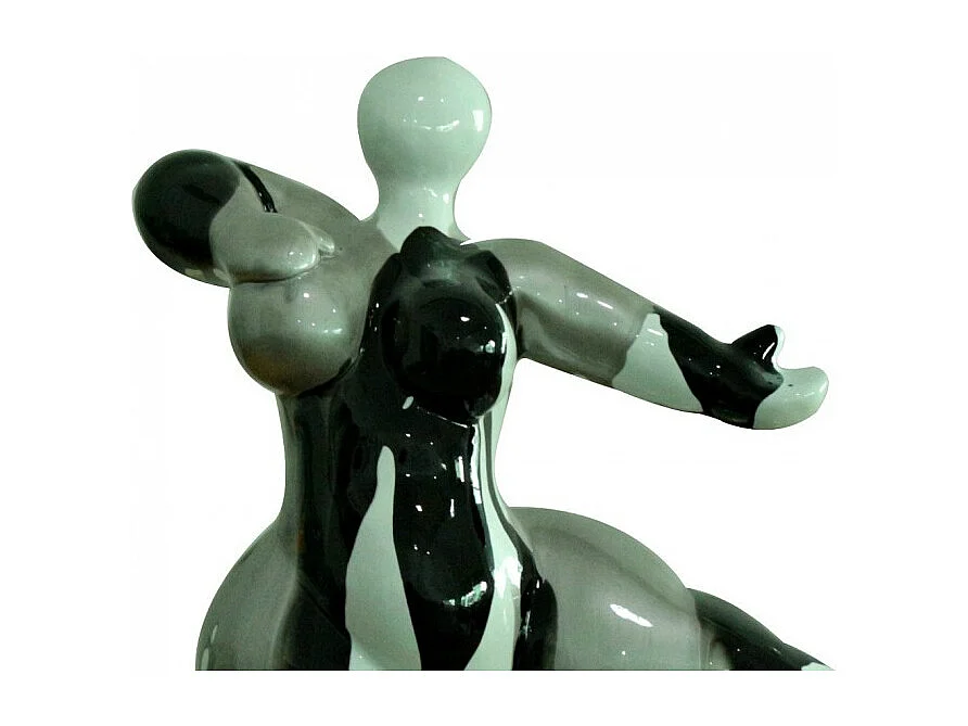 Statue femme dansant avec coulures gris / noir H33 cm - LADY DRIPS 02