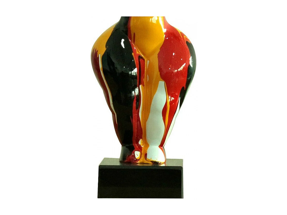 Statue femme bras levés coulures rouge / jaune H34 cm - LADY DRIPS 04