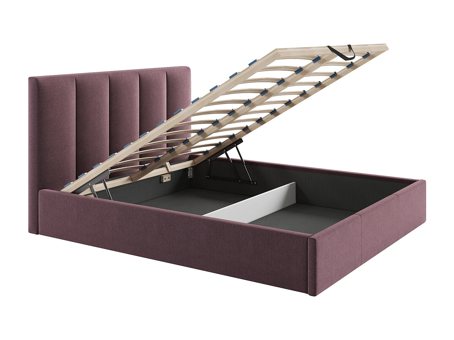 Bed met opbergruimte 180 x 200 cm met hoofdbord met verticale stiksels - Stof - Bordeaux - KILACLO