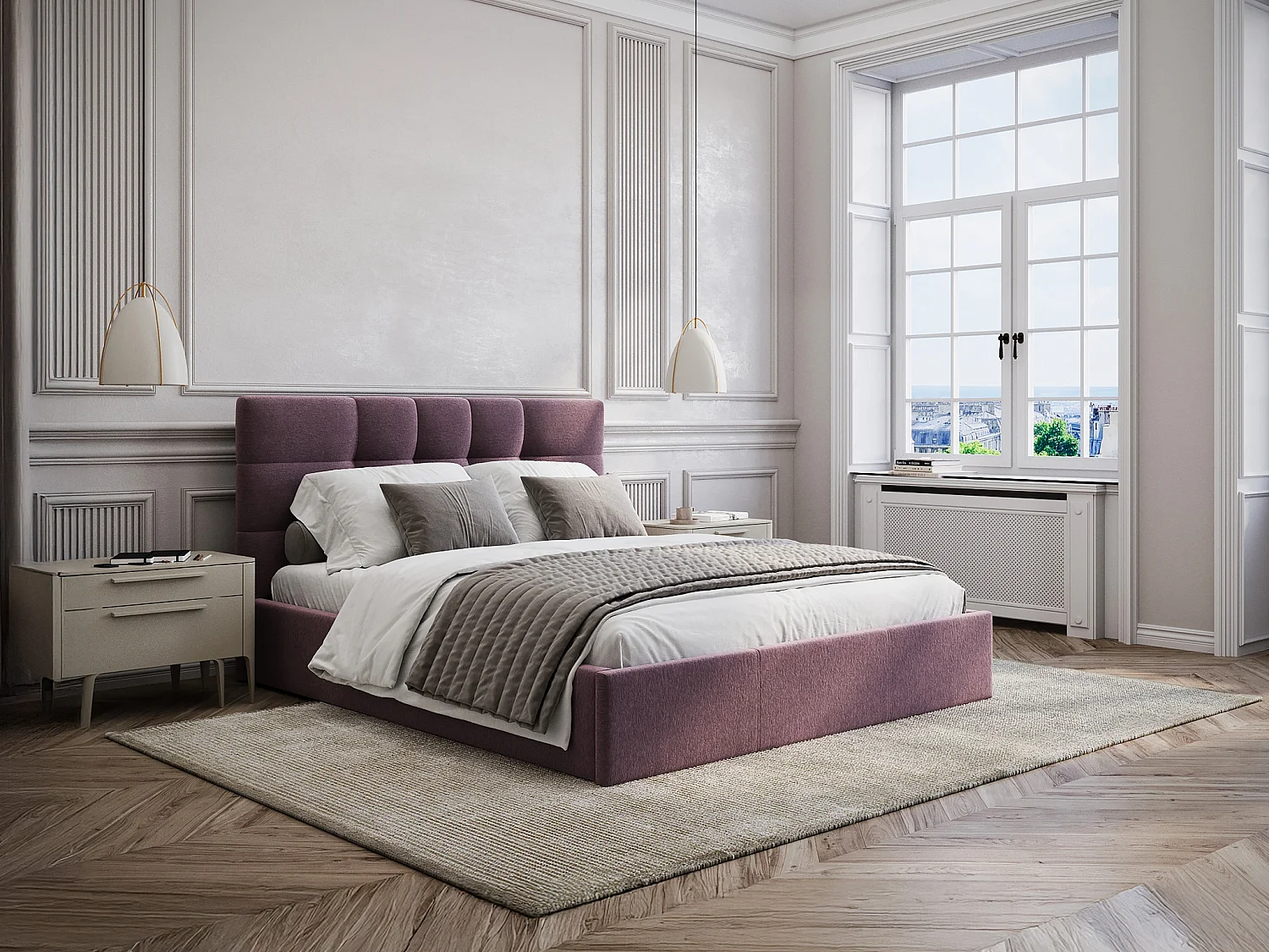 Bed met opbergruimte 160 x 200 cm - Stof - Bordeaux - ELIAVA