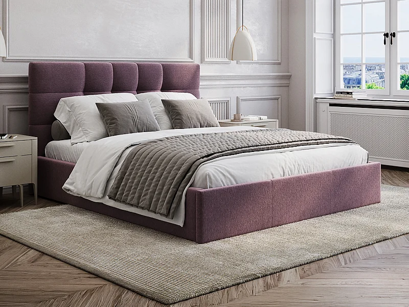Bed met opbergruimte 160 x 200 cm - Stof - Bordeaux - ELIAVA