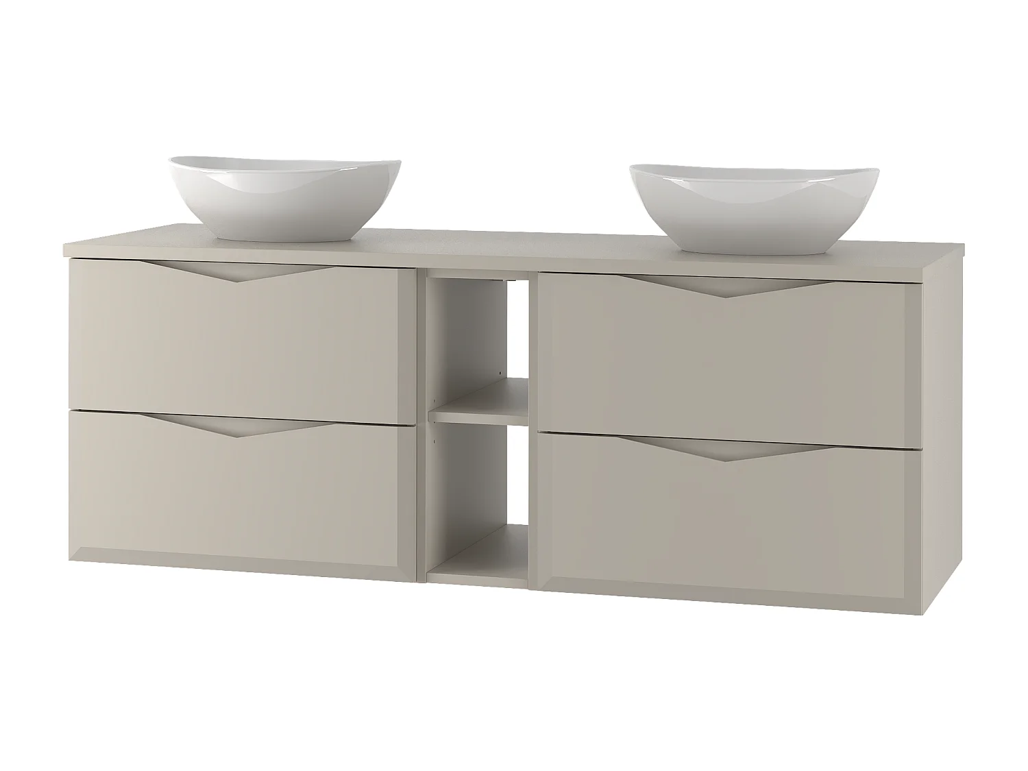 Ensemble de salle de bain en cachemire 140 cm Armoire avec plateau Étagère Lavabo Delica