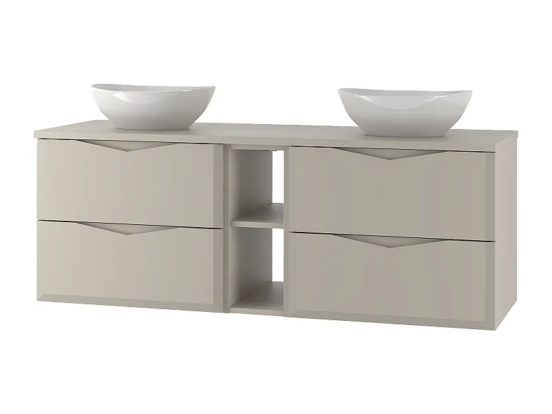 Ensemble de salle de bain en cachemire 140 cm Armoire avec plateau Étagère Lavabo Delica