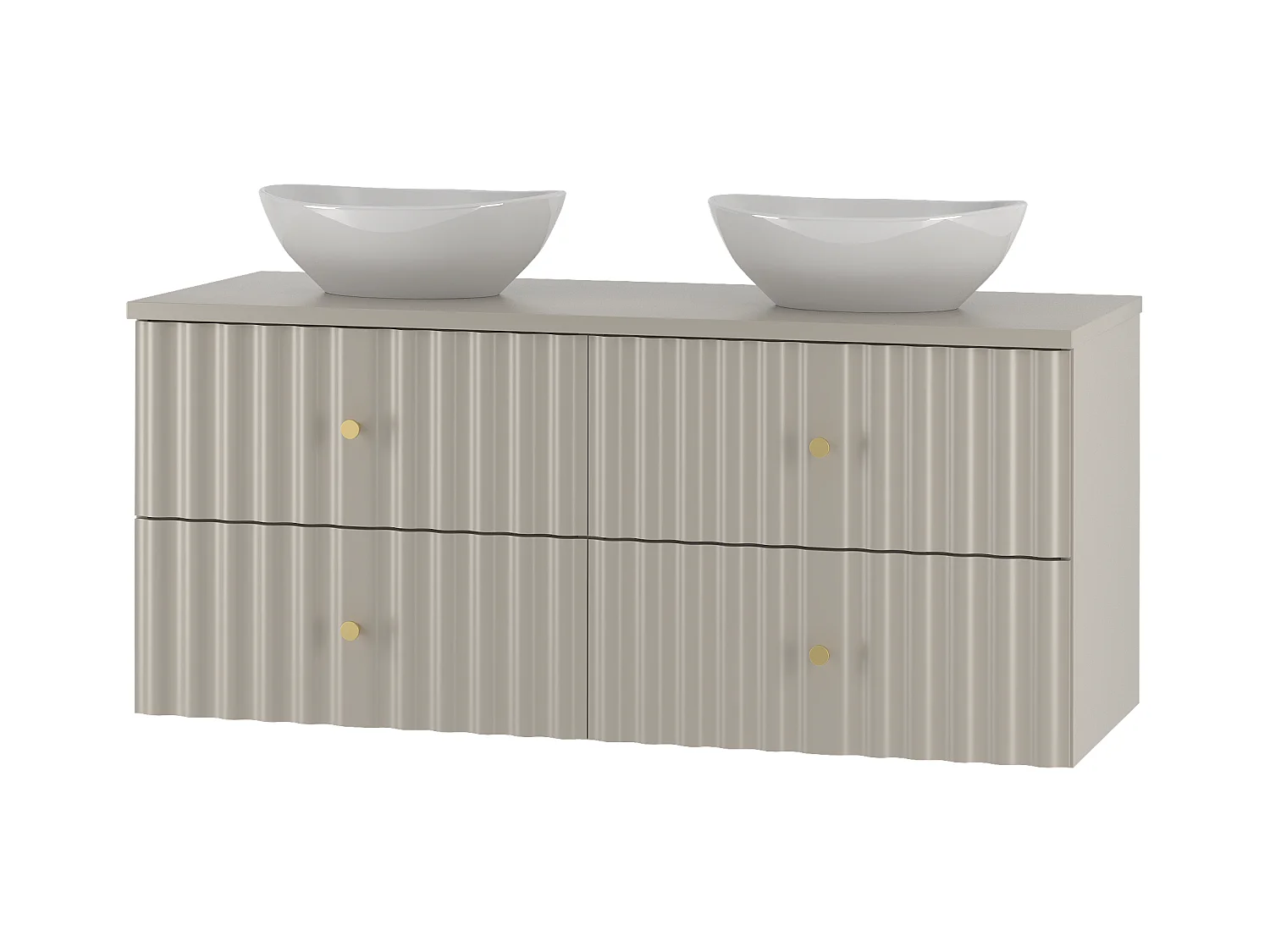 Ensemble de salle de bain en cachemire 120 cm Armoire avec plan de travail Lavabo Façades rainurées Aqua