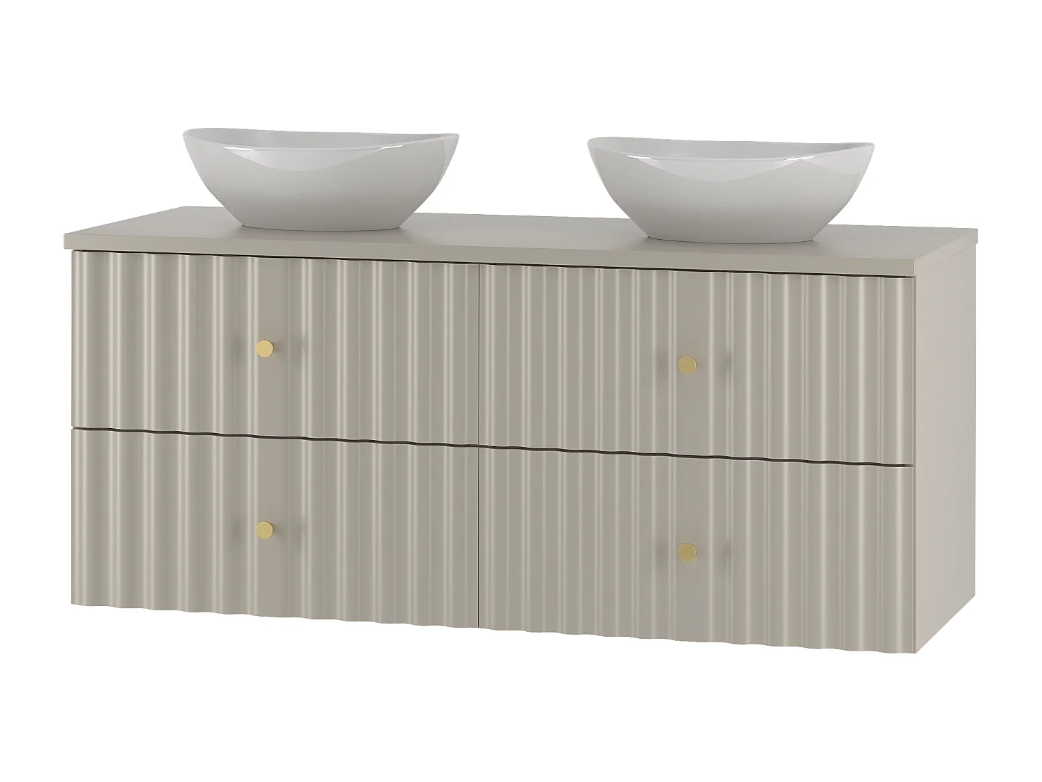 Ensemble de salle de bain en cachemire 120 cm Armoire avec plan de travail Lavabo Façades rainurées Aqua