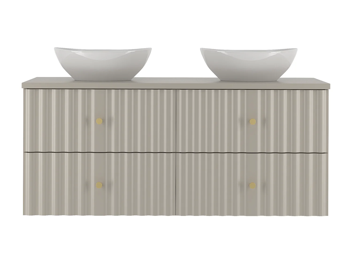 Ensemble de salle de bain en cachemire 120 cm Armoire avec plan de travail Lavabo Façades rainurées Aqua