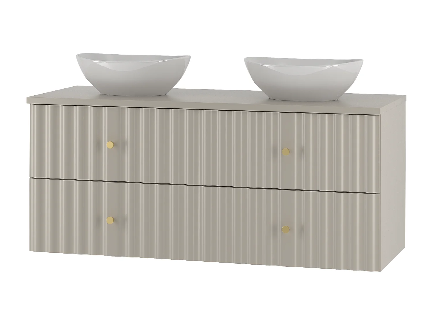 Ensemble de salle de bain en cachemire 120 cm Armoire avec plan de travail Lavabo Façades rainurées Aqua