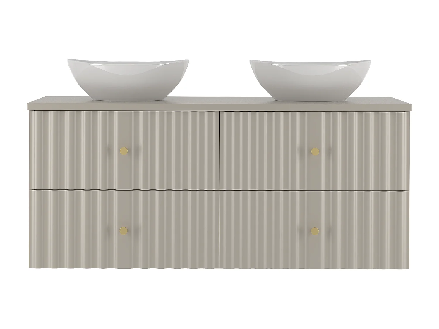 Ensemble de salle de bain en cachemire 120 cm Armoire avec plan de travail Lavabo Façades rainurées Aqua