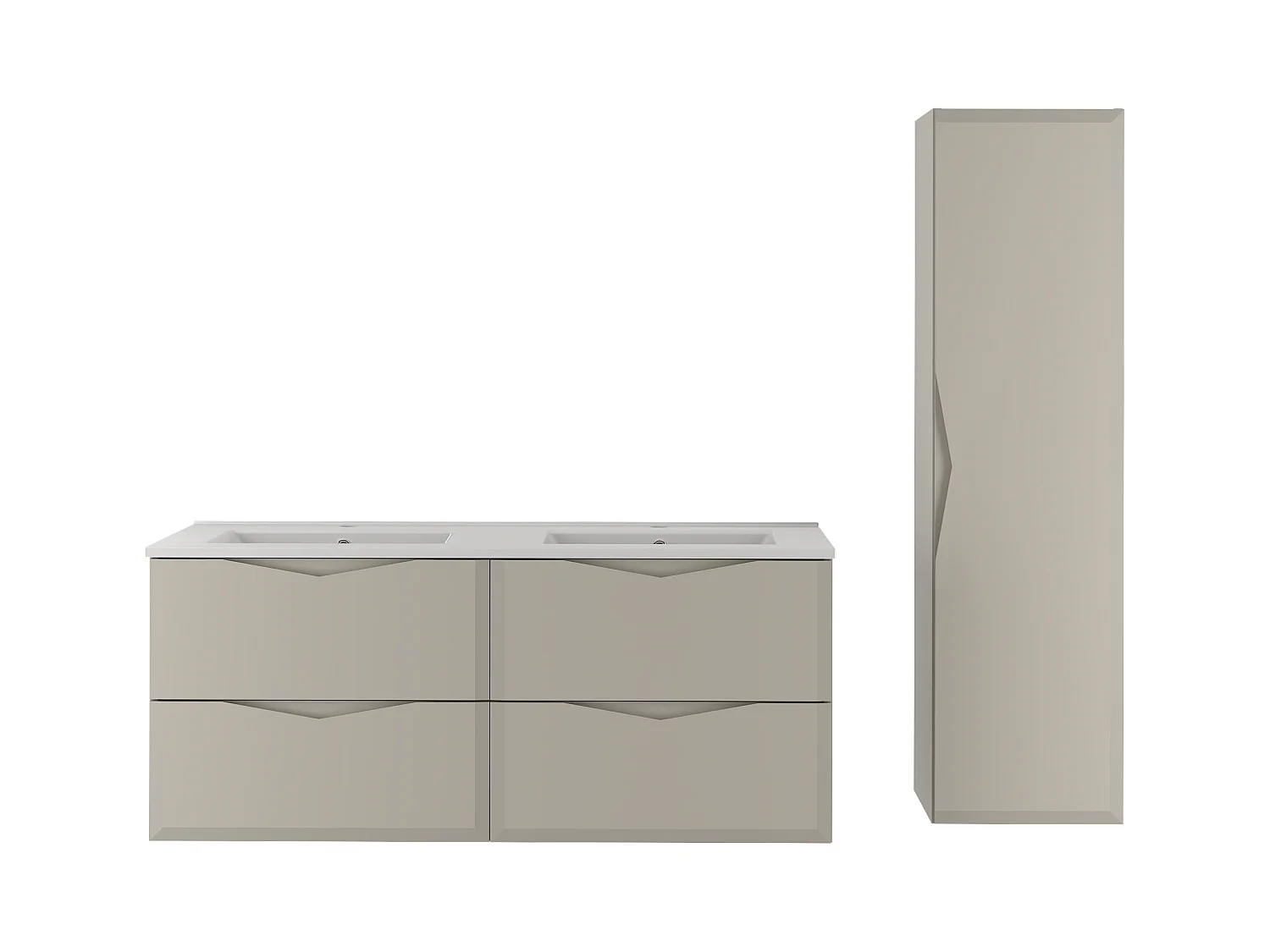 Ensemble de salle de bain en cachemire 120 cm Meuble avec lavabo Colonne Delica