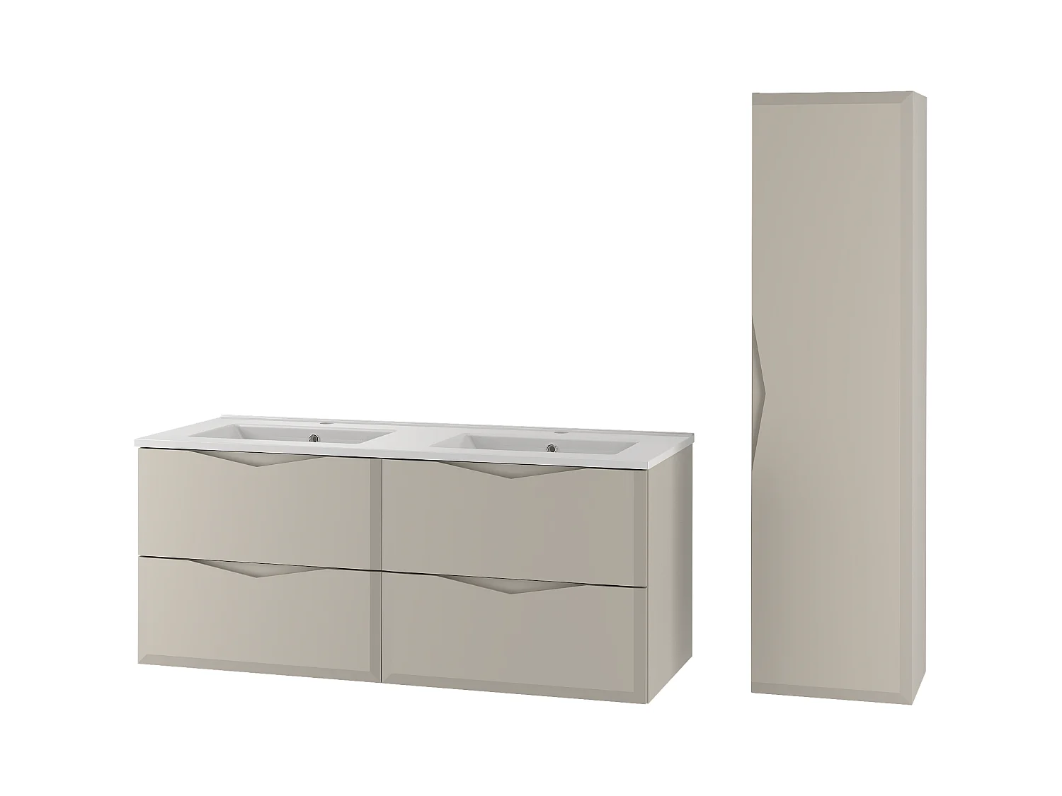 Kasjmier badkamerset 120 cm Kast met wastafel Delica-kolom