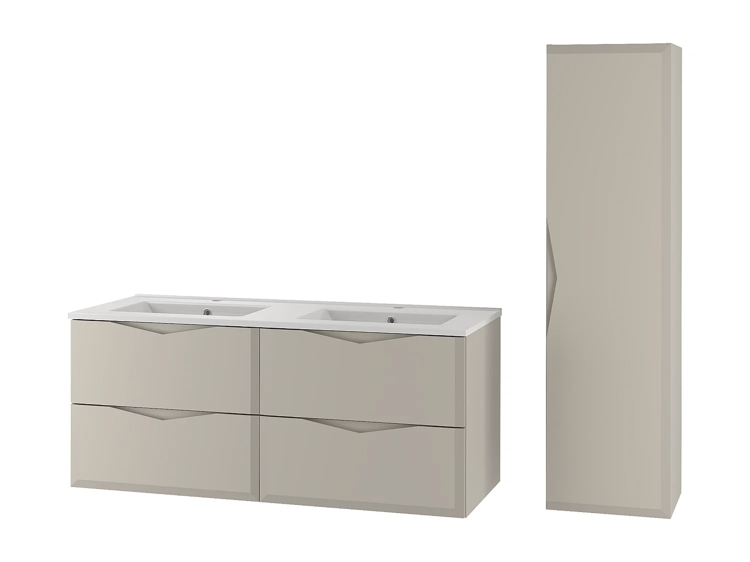 Ensemble de salle de bain en cachemire 120 cm Meuble avec lavabo Colonne Delica