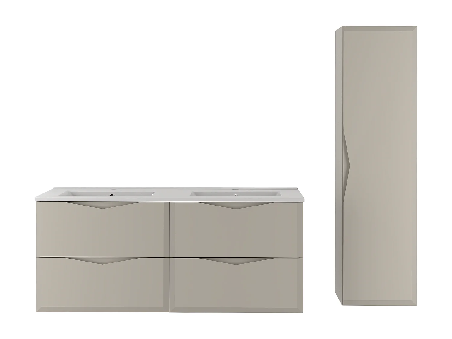 Ensemble de salle de bain en cachemire 120 cm Meuble avec lavabo Colonne Delica