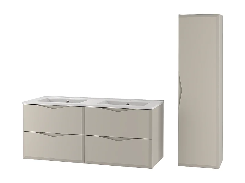 Ensemble de salle de bain en cachemire 120 cm Meuble avec lavabo Colonne Delica