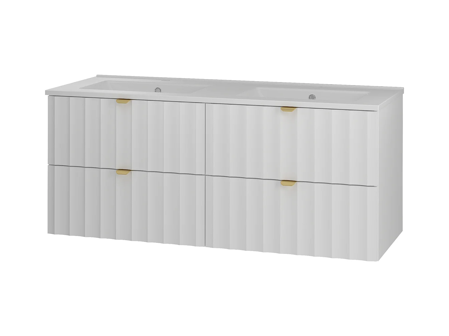 Ensemble de salle de bain blanc 120 cm Meuble avec lavabo Façades rainurées Arcos