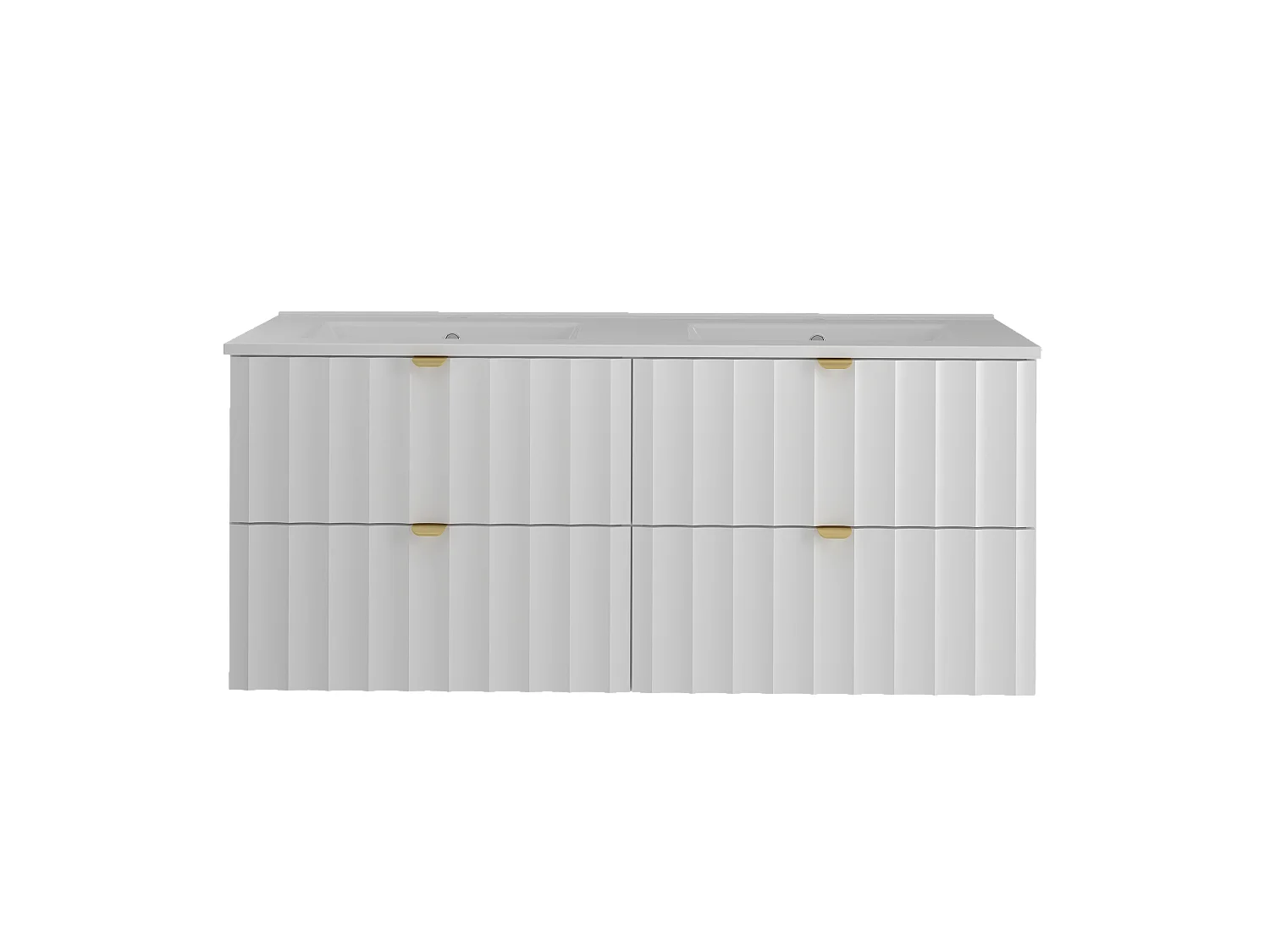 Ensemble de salle de bain blanc 120 cm Meuble avec lavabo Façades rainurées Arcos