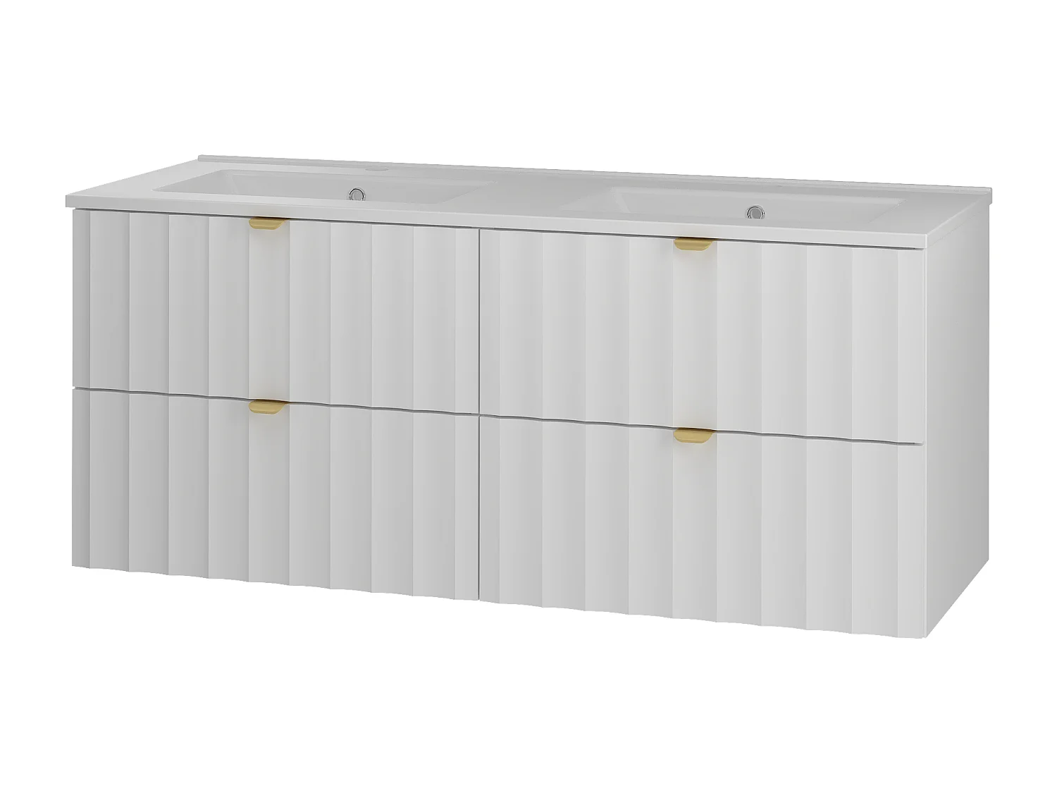 Ensemble de salle de bain blanc 120 cm Meuble avec lavabo Façades rainurées Arcos