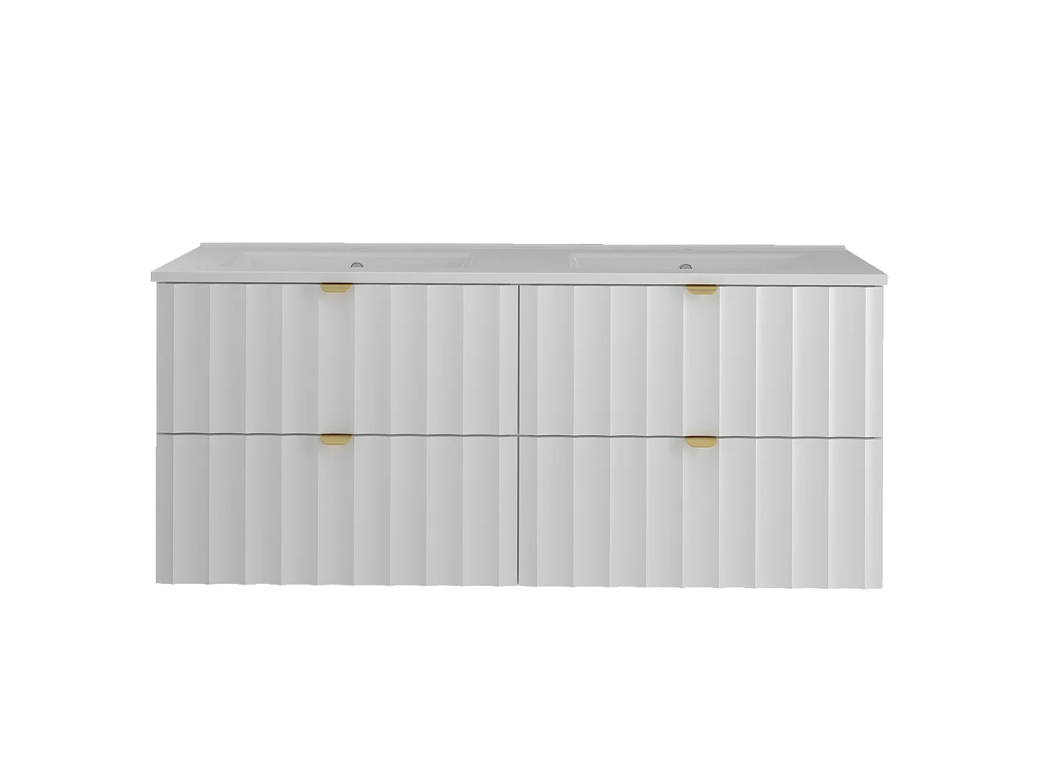 Ensemble de salle de bain blanc 120 cm Meuble avec lavabo Façades rainurées Arcos