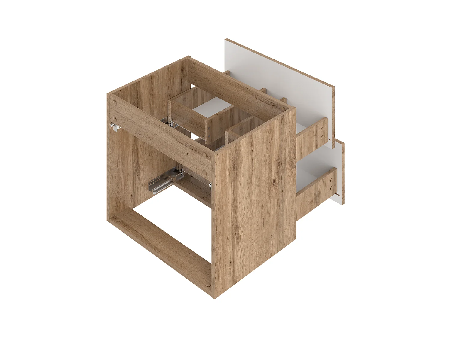 Ensemble de salle de bain 60 cm Meuble avec plan de travail Lavabo Colonne Chêne Wotan Wood