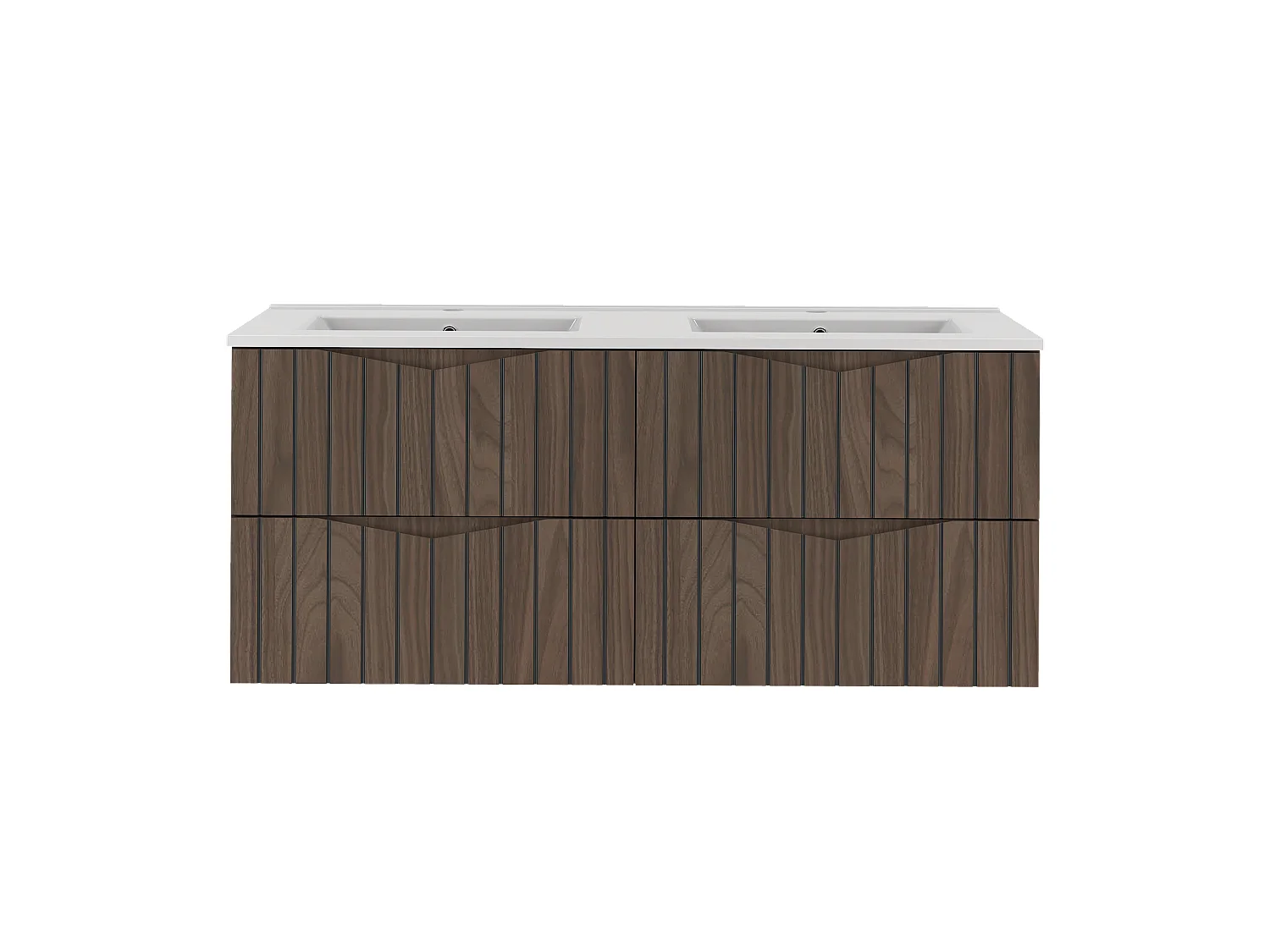 Ensemble de salle de bain 120 cm Meuble avec lavabo Façades rainurées Chêne Noyer Stella