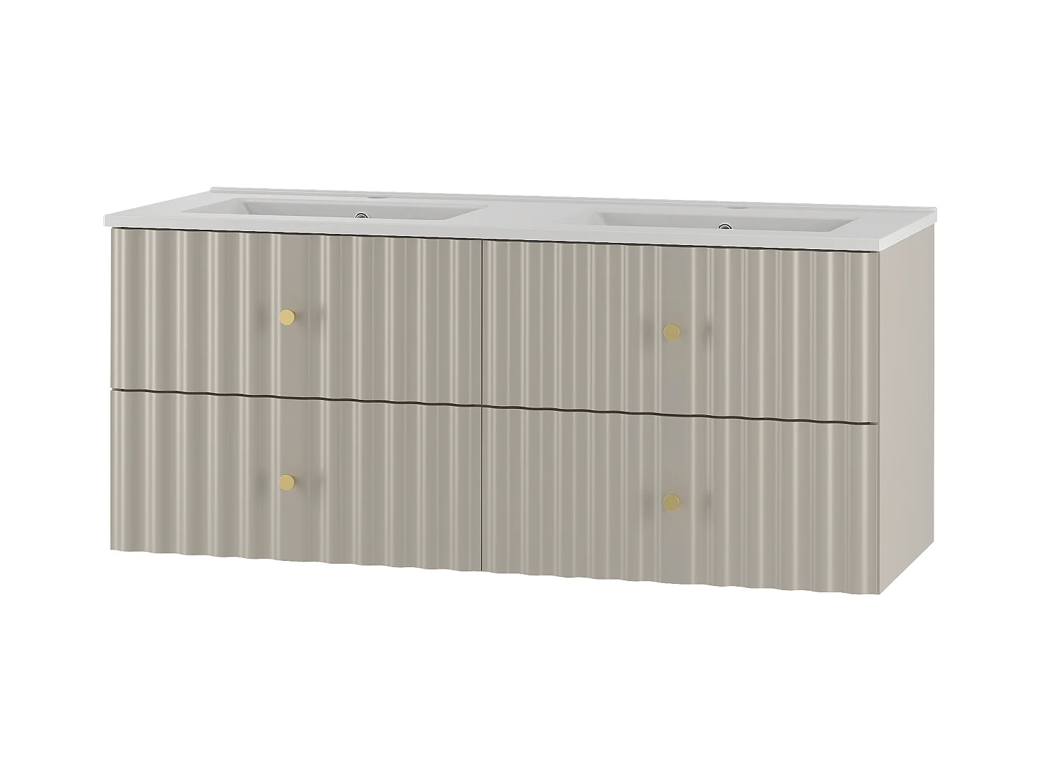 Ensemble de salle de bain en cachemire 120 cm Meuble avec lavabo Façades rainurées Aqua