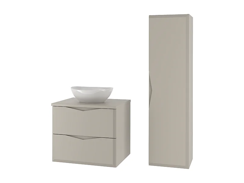 Ensemble de salle de bain en cachemire 60 cm Meuble avec plan de travail Lavabo Colonne Delica