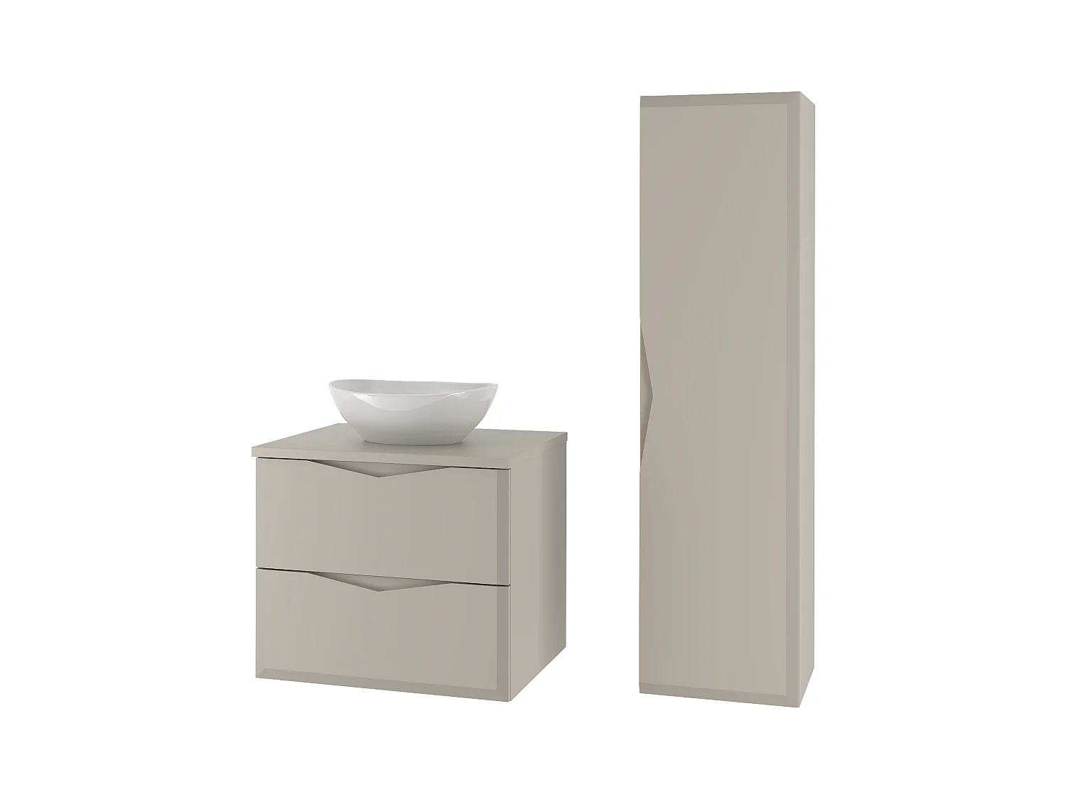 Ensemble de salle de bain en cachemire 60 cm Meuble avec plan de travail Lavabo Colonne Delica