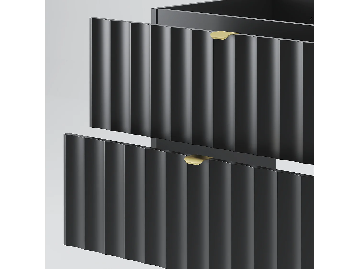 Ensemble de salle de bain noir 60 cm Armoire avec plan de travail Lavabo Colonne Façades rainurées Arcos