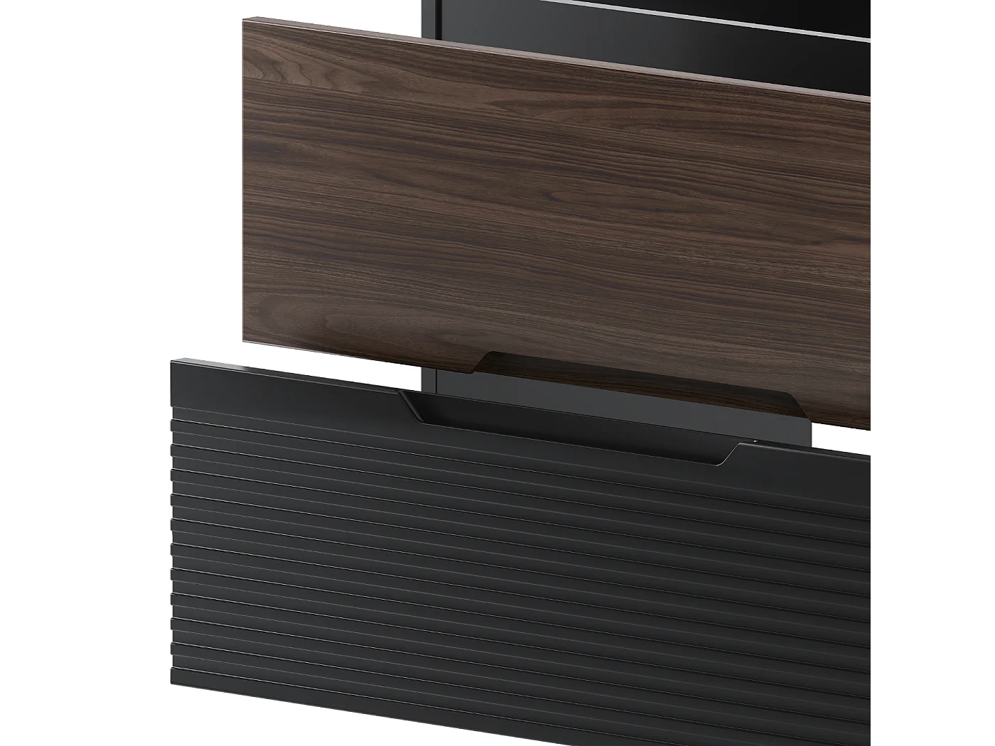 Zestaw Łazienkowy 140cm Szafka z Blatem Regał Umywalka Czarny Mat / Orzech Avella