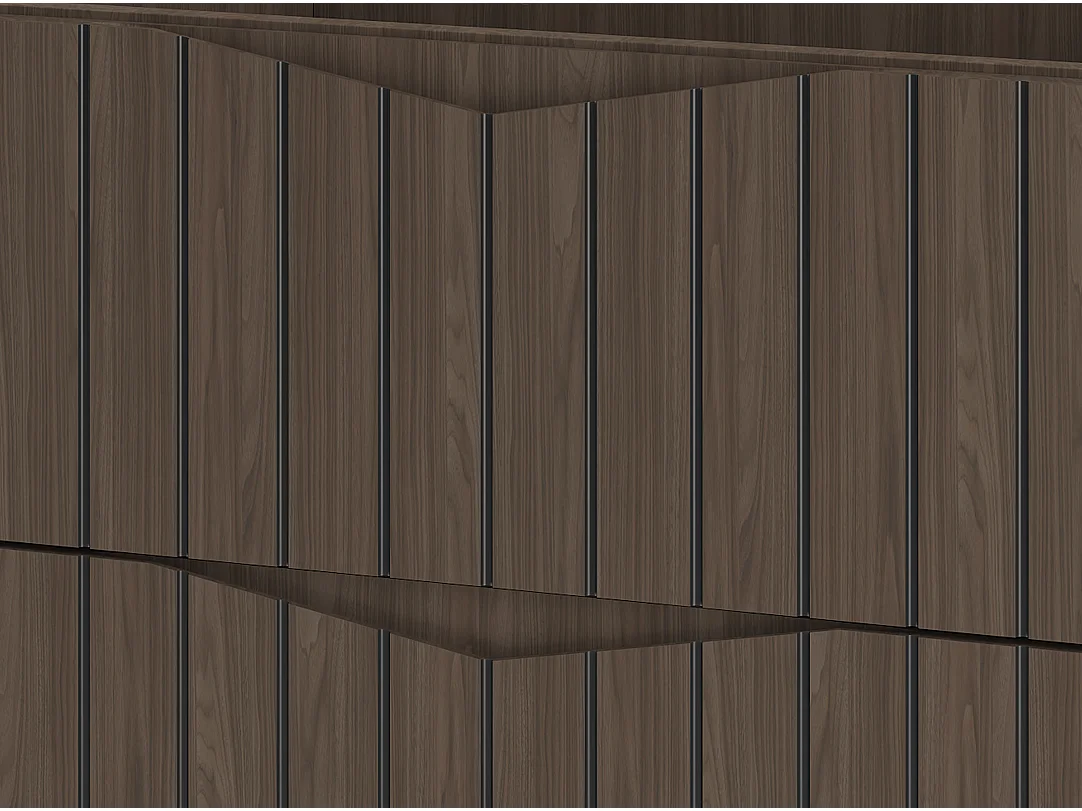 Ensemble de salle de bain 120 cm Armoire avec plan de travail Lavabo Colonne Façades rainurées Chêne Noyer Stella