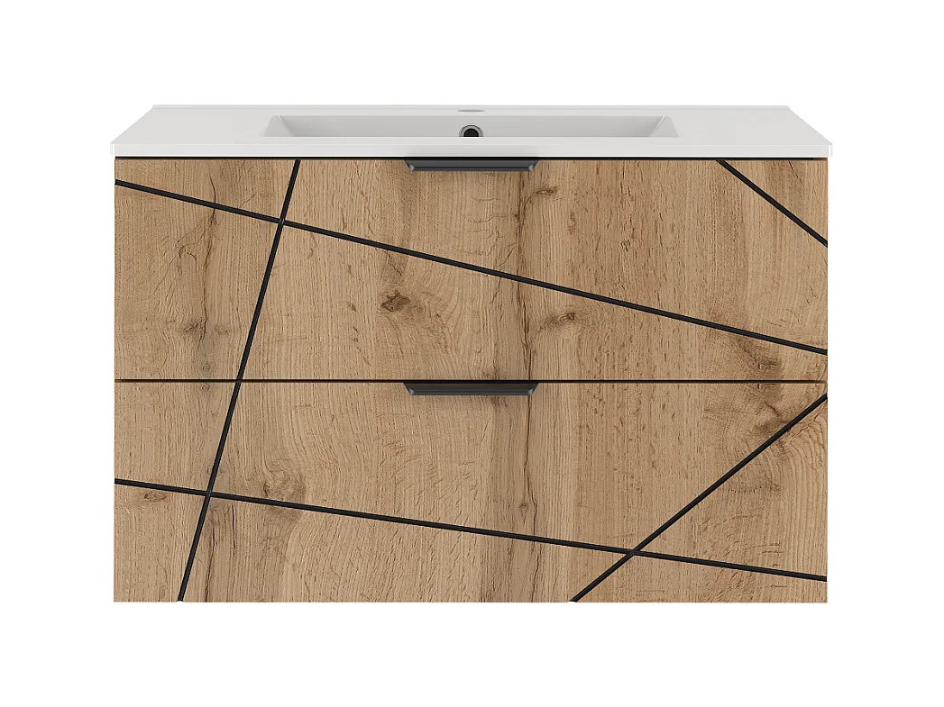 Ensemble de salle de bain 80 cm Meuble avec lavabo Chêne Wotan Wood