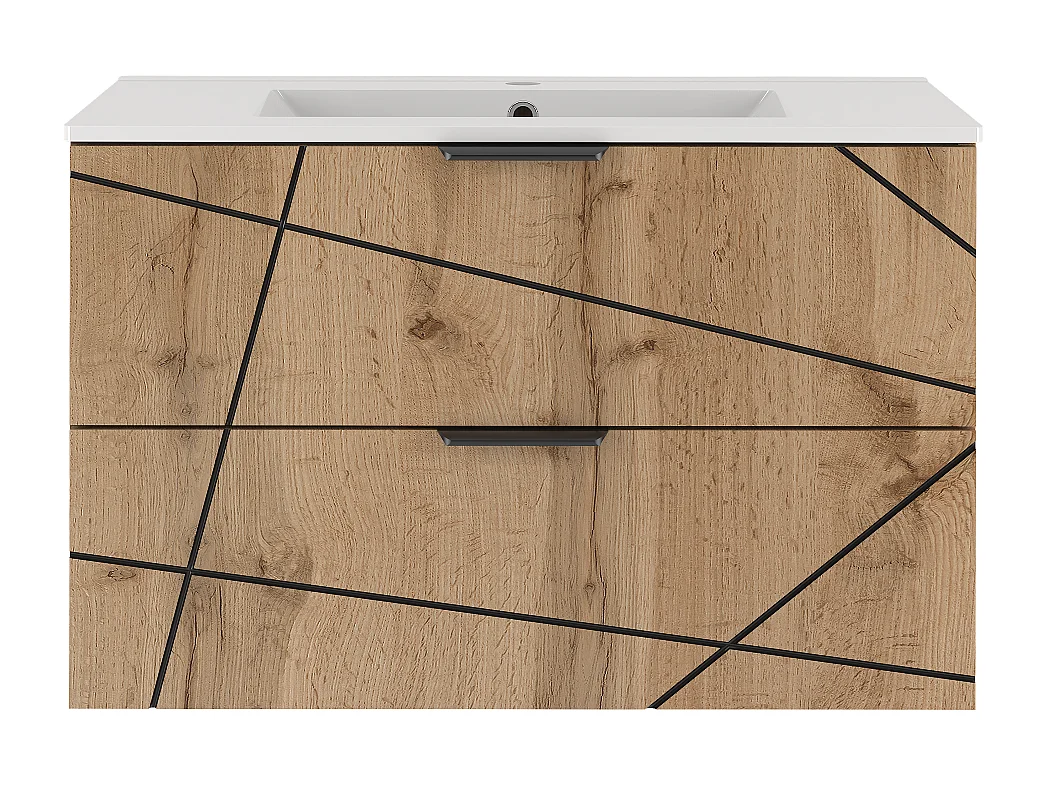 Ensemble de salle de bain 80 cm Meuble avec lavabo Chêne Wotan Wood