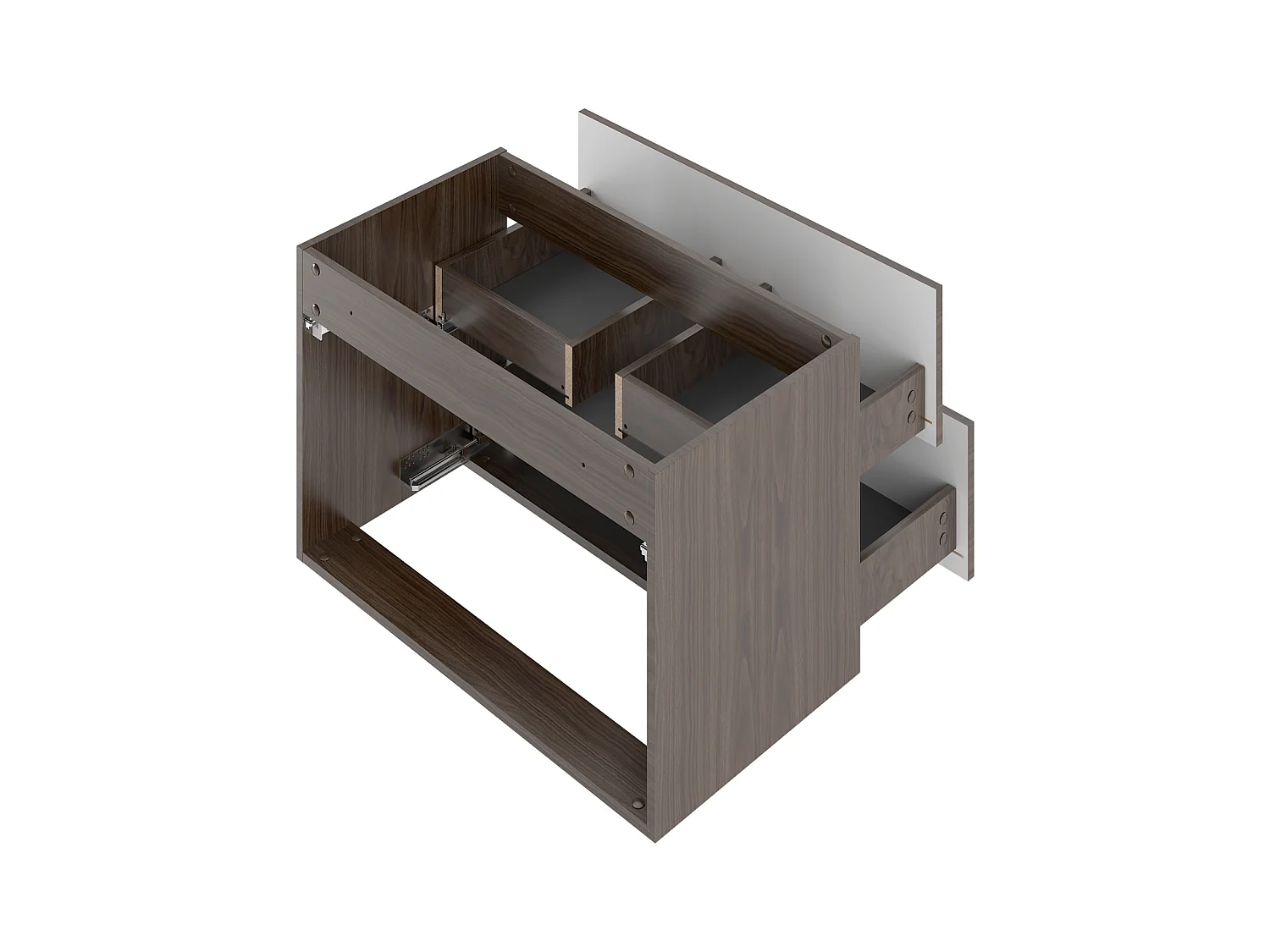 Ensemble de salle de bain 80 cm Armoire avec lavabo Colonne Façades rainurées Chêne Noyer Stella