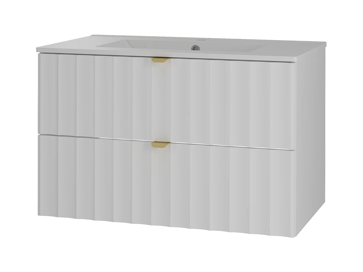 Ensemble de salle de bain blanc 80 cm Meuble avec lavabo Façades rainurées Arcos