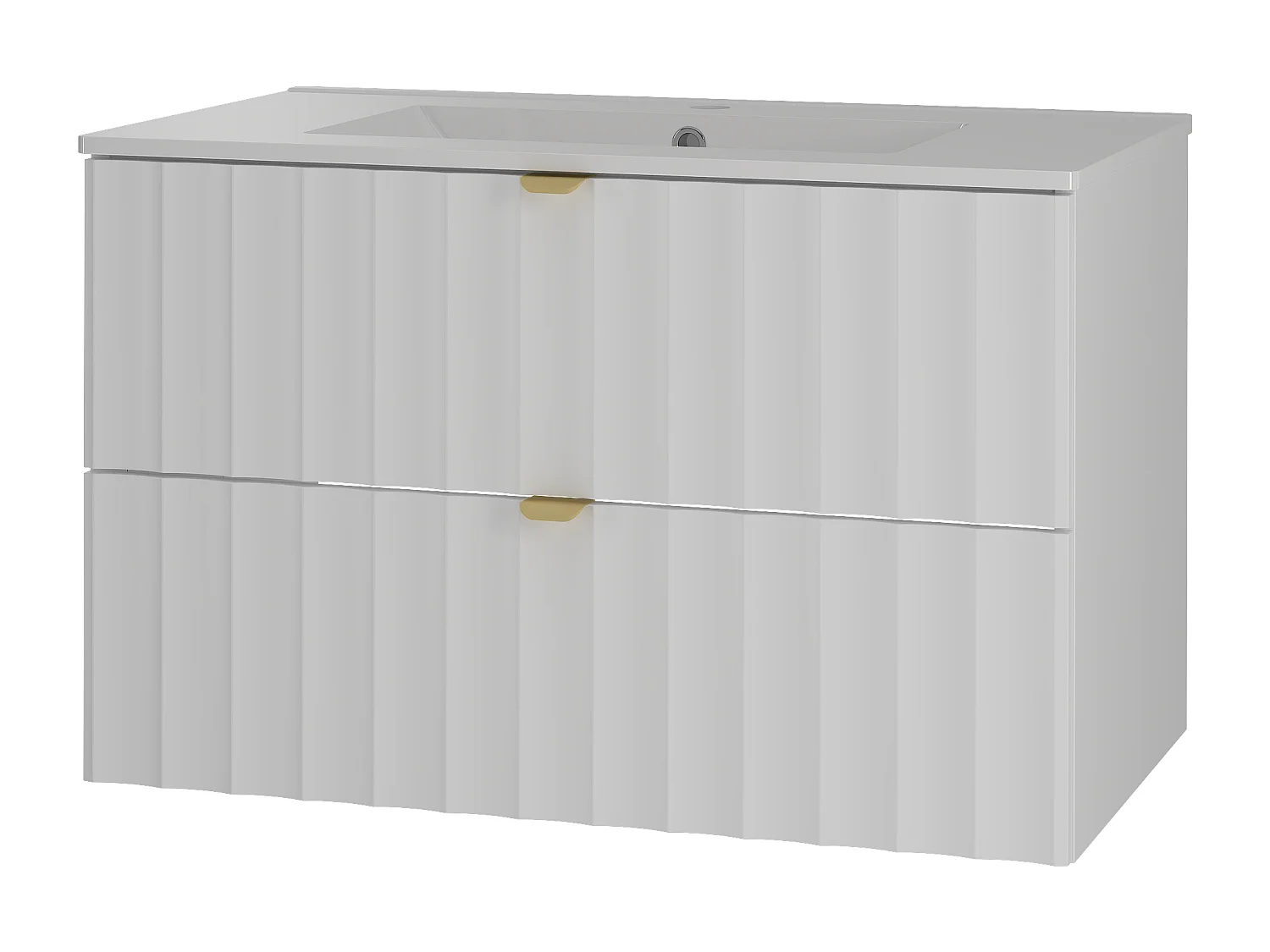 Ensemble de salle de bain blanc 80 cm Meuble avec lavabo Façades rainurées Arcos