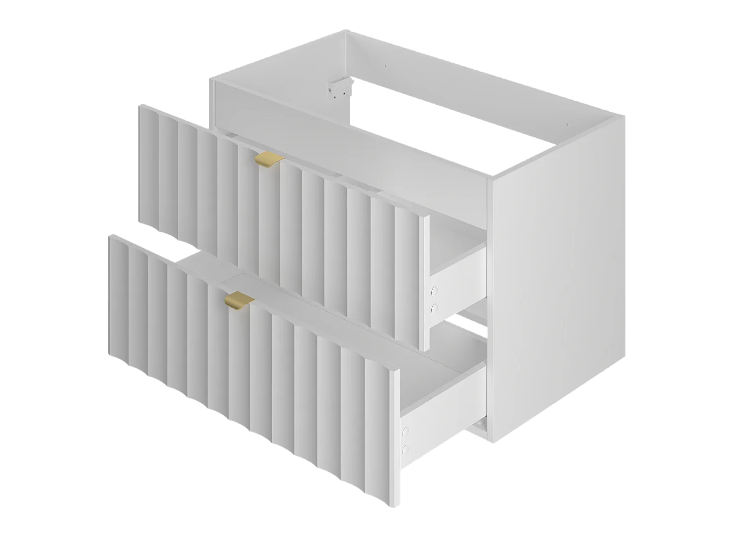 Ensemble de salle de bain blanc 80 cm Meuble avec lavabo Façades rainurées Arcos