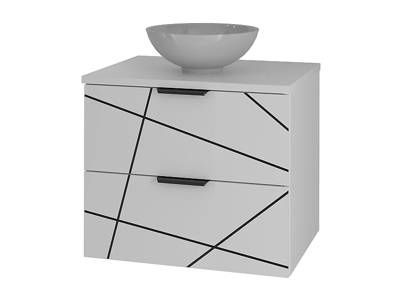 Badezimmer-Set 60 cm Schrank mit Waschtisch und Waschbecken Weiß Matt Wood