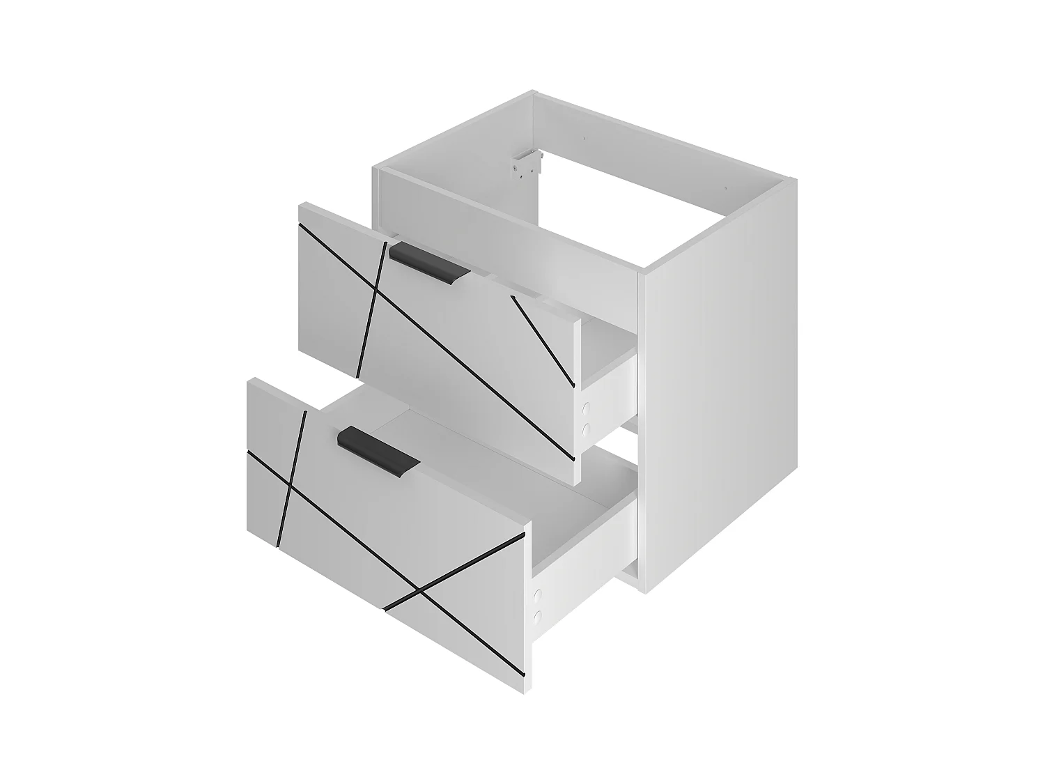 Badezimmer-Set 60 cm Schrank mit Waschtisch und Waschbecken Weiß Matt Wood