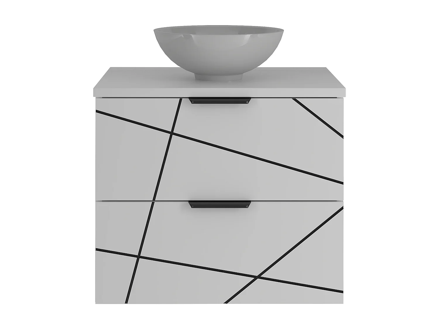 Badezimmer-Set 60 cm Schrank mit Waschtisch und Waschbecken Weiß Matt Wood