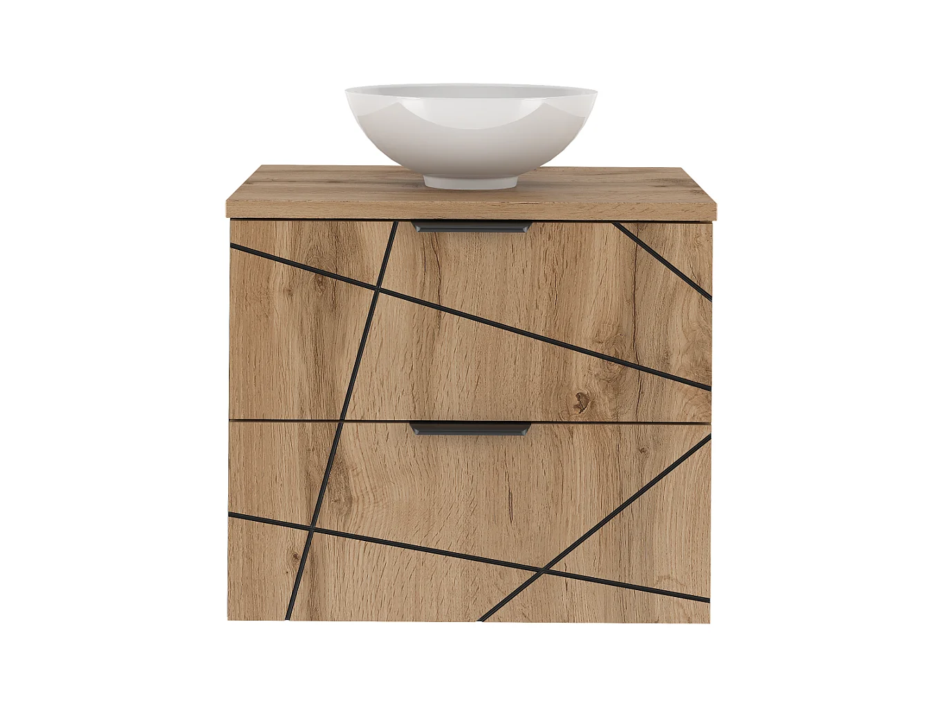Ensemble de salle de bain 60 cm Meuble avec plan de travail Lavabo Chêne Wotan Wood
