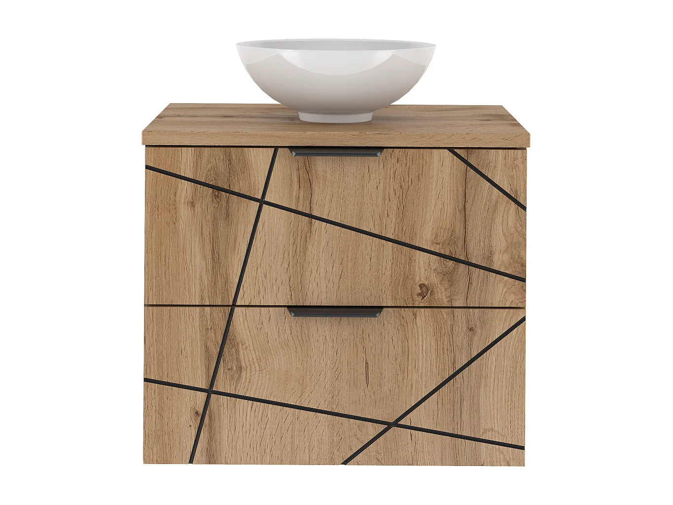 Ensemble de salle de bain 60 cm Meuble avec plan de travail Lavabo Chêne Wotan Wood