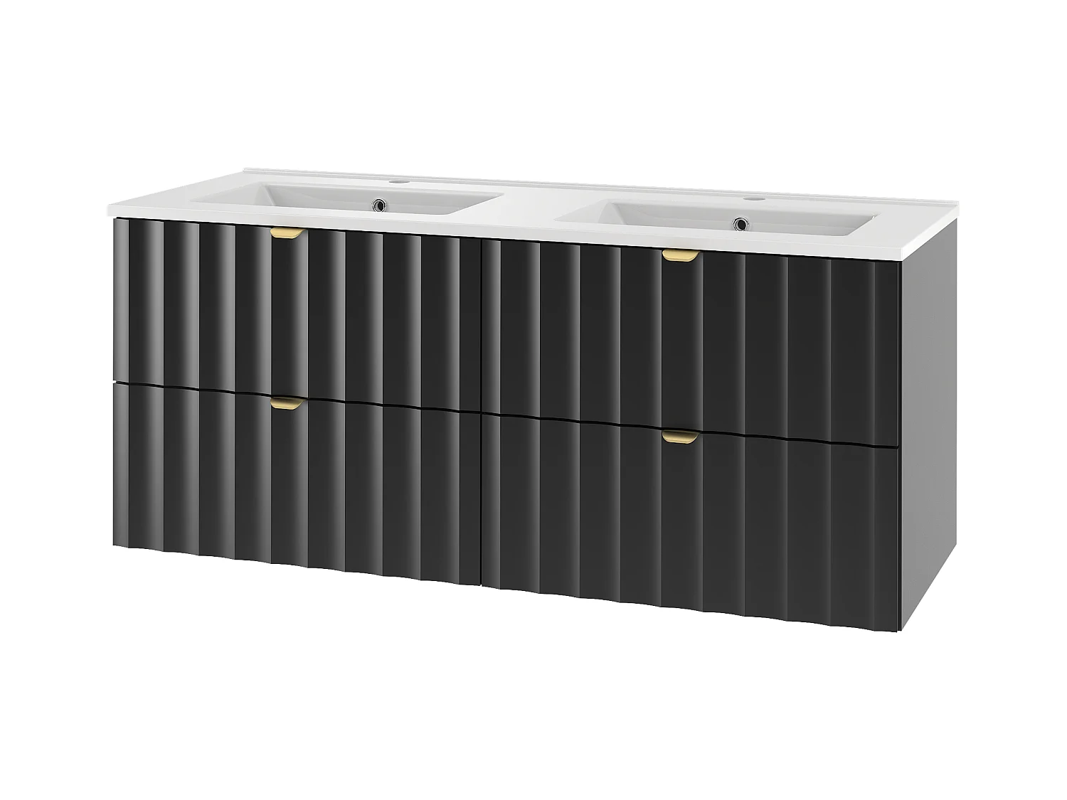 Ensemble de salle de bain noir 120 cm Meuble avec lavabo Façades rainurées Arcos