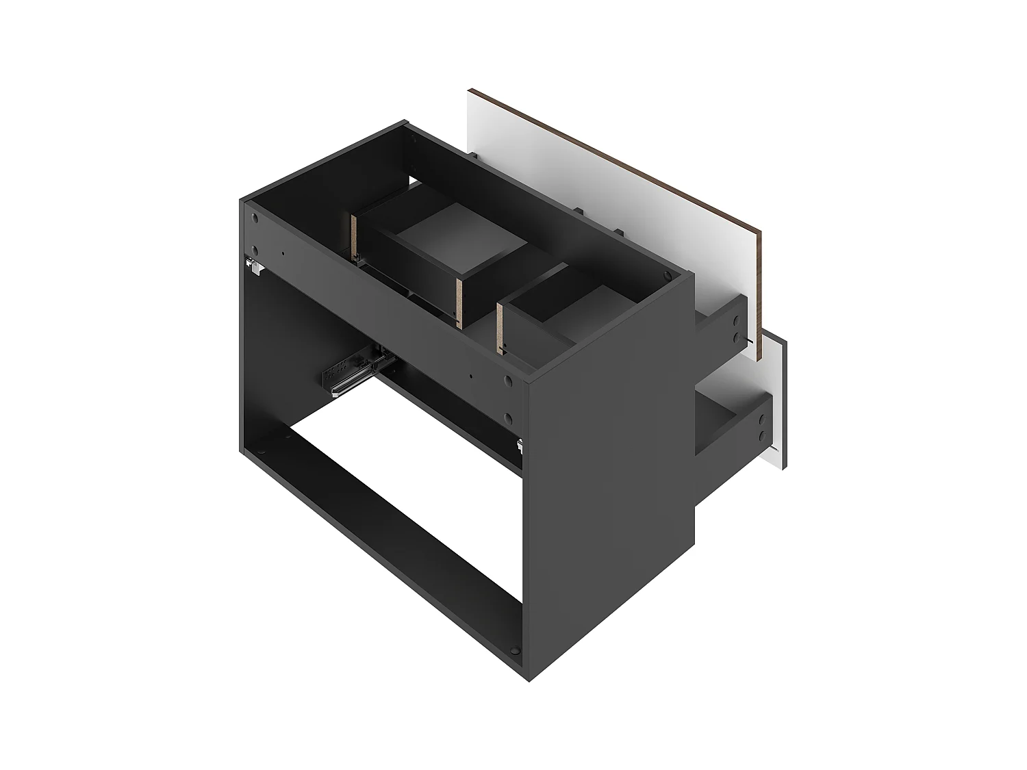 Ensemble de salle de bain 80 cm Meuble avec plan de travail Lavabo Colonne Noir mat / Noyer Avella