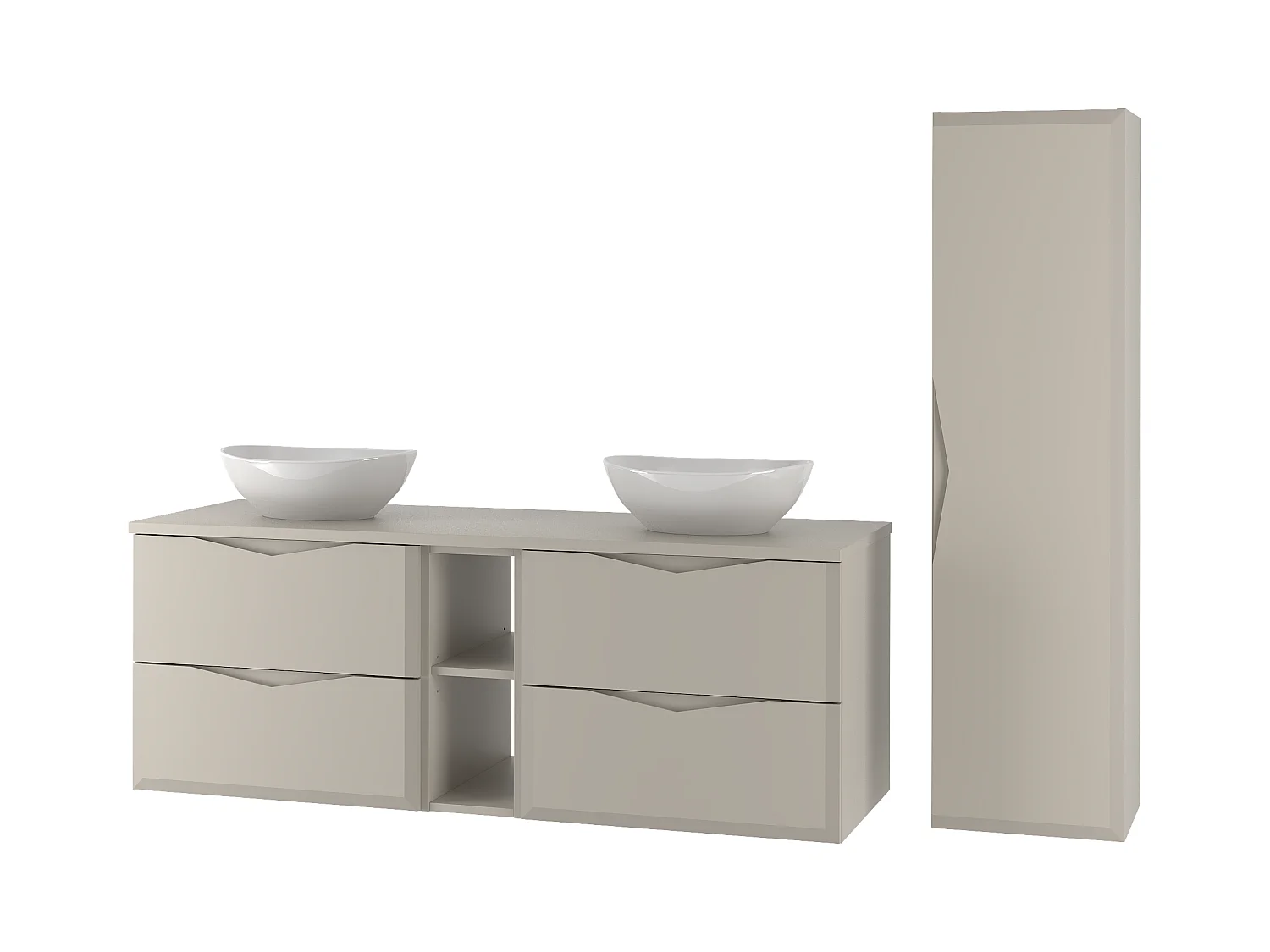 Ensemble de salle de bain en cachemire 140 cm Armoire avec plateau Étagère Lavabo Colonne Delica