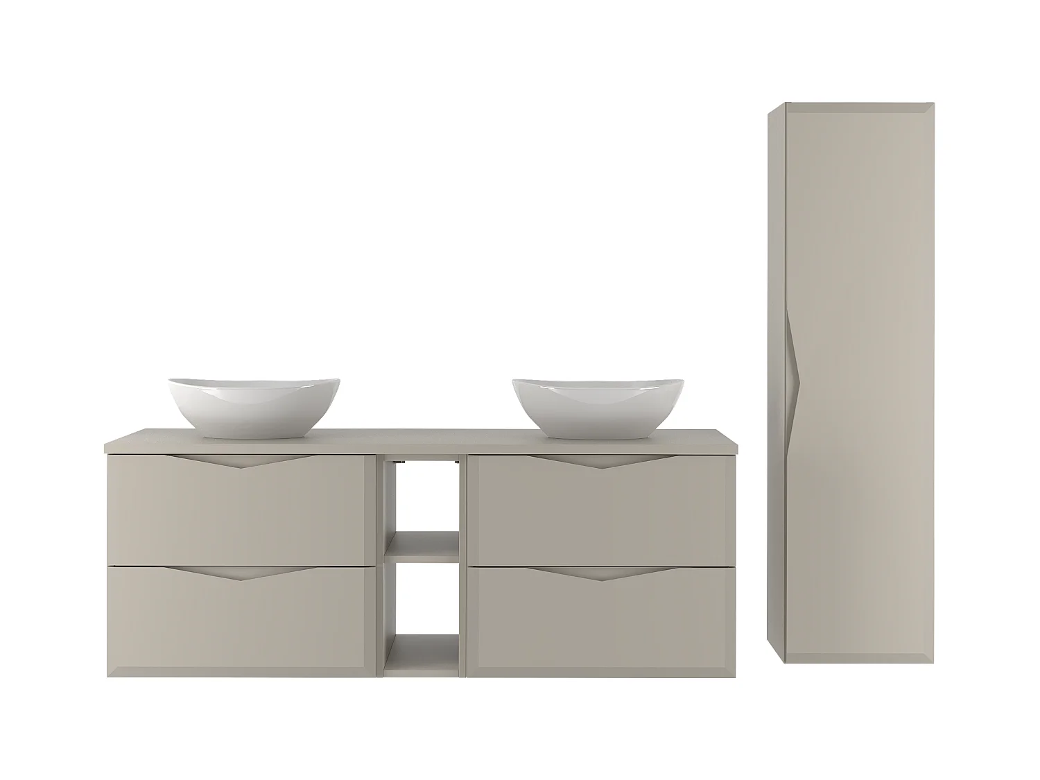 Ensemble de salle de bain en cachemire 140 cm Armoire avec plateau Étagère Lavabo Colonne Delica