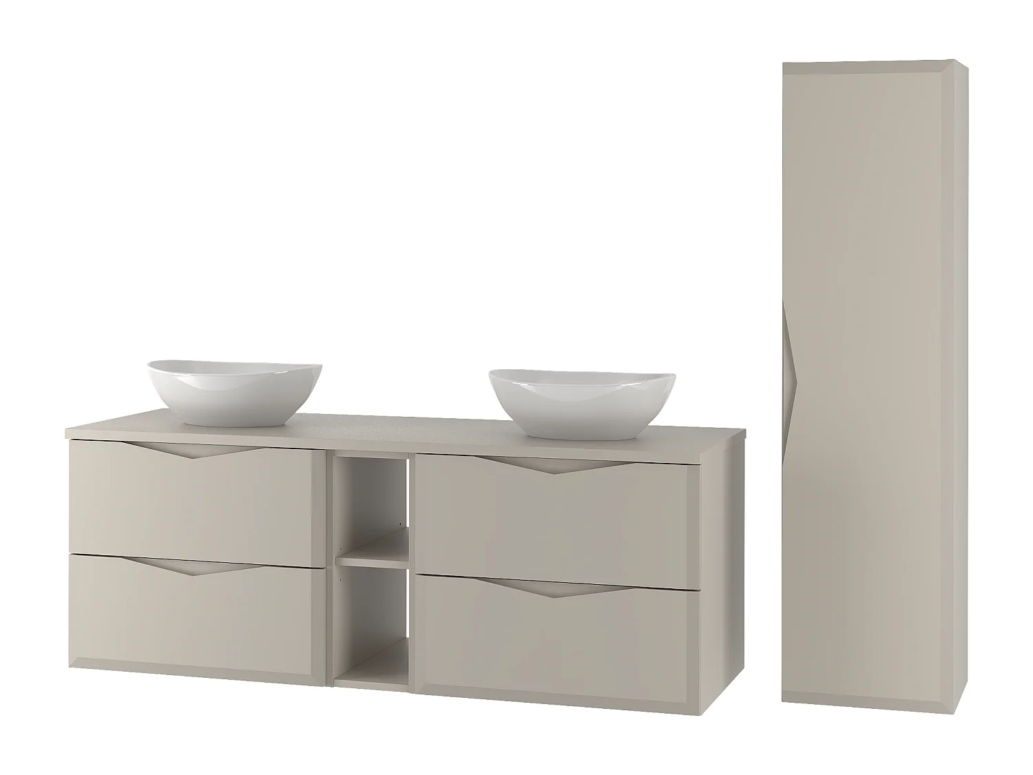 Ensemble de salle de bain en cachemire 140 cm Armoire avec plateau Étagère Lavabo Colonne Delica