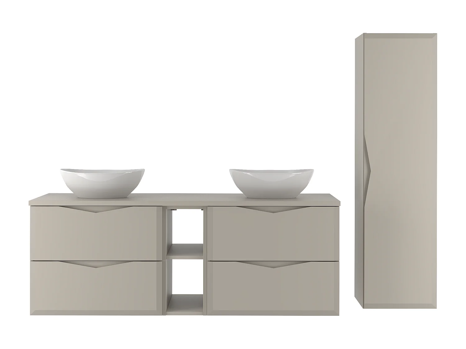 Ensemble de salle de bain en cachemire 140 cm Armoire avec plateau Étagère Lavabo Colonne Delica